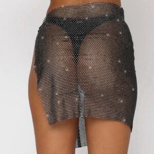 Women’s Black Mesh Rhinestone Coverup